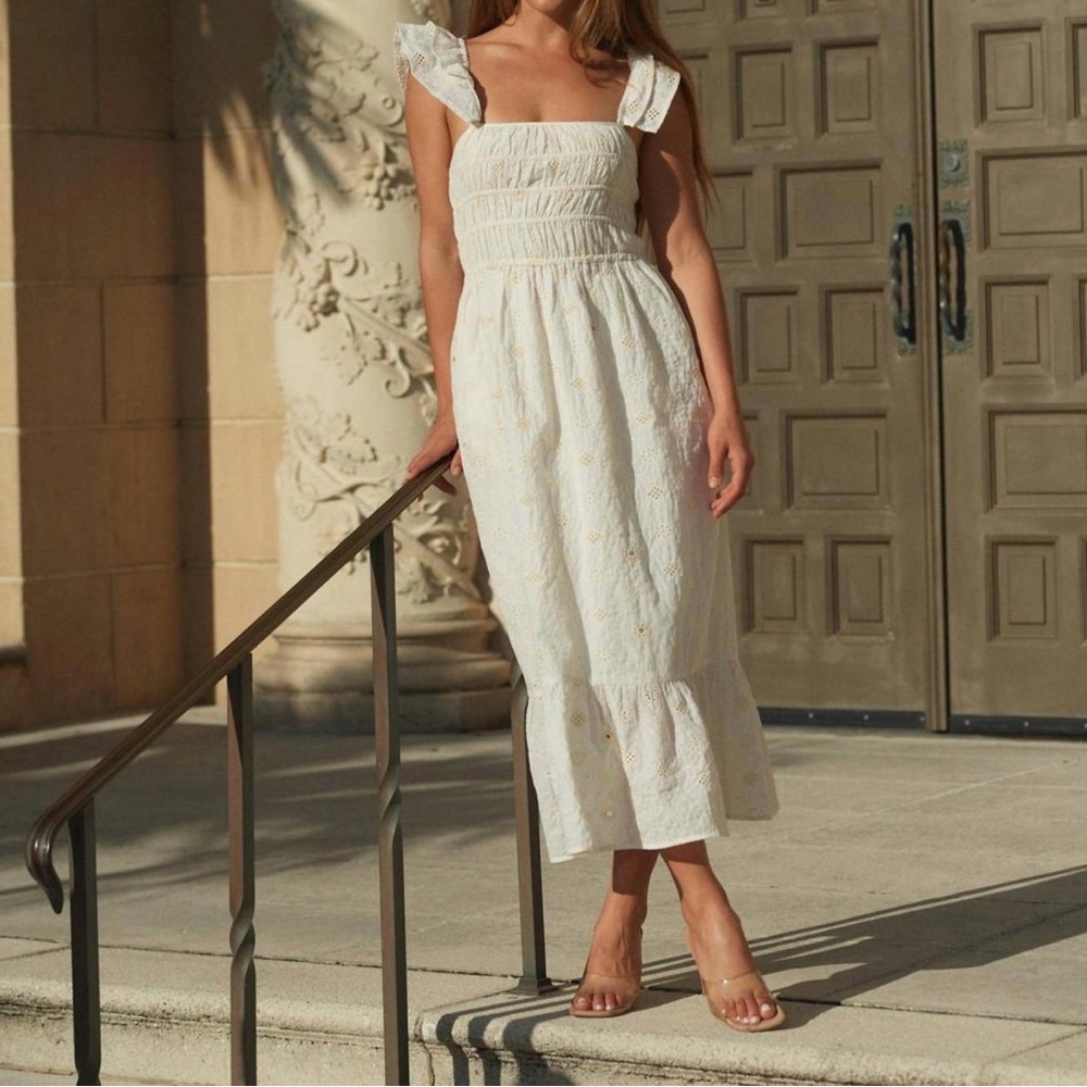 Greylin Cream Maxi Dress with Ruffled Straps